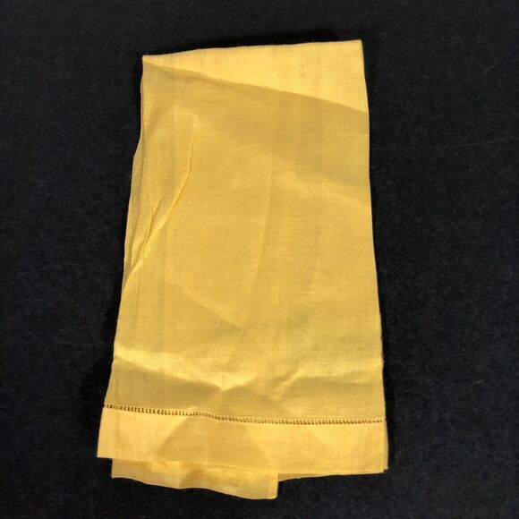 Vintage Tea Towel Yellow Cross Stitch Flowers Retro Shabby Chic Small Embroidery - Picture 4 of 8